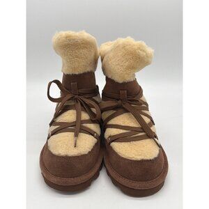 Bearpaw Womens Size 7 Brown & Cream Suede & Fleece Winter Boots